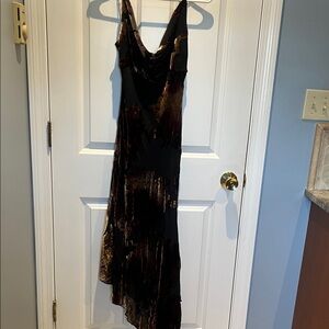 Lapis Black and Brown High Low Dress